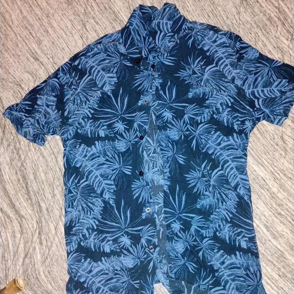 Mk Ík Blue Tropical Print Men's Shirt I'm Ô
